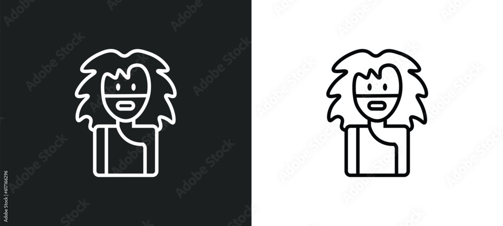 Poster troglodyte line icon in white and black colors. troglodyte flat vector icon from troglodyte collecti