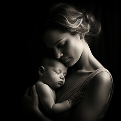Beautiful woman and her child ai generated