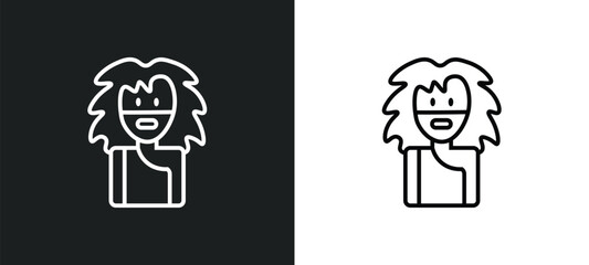 Fototapeta premium troglodyte line icon in white and black colors. troglodyte flat vector icon from troglodyte collection for web, mobile apps and ui.
