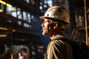 Construction worker outside at his workplace ai generated