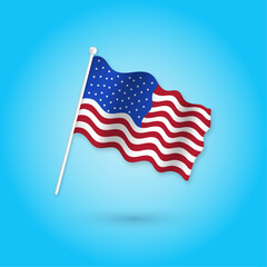 American flag in realistic wavy style