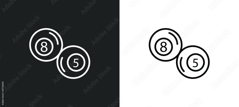 Poster ball pool line icon in white and black colors. ball pool flat vector icon from ball pool collection 