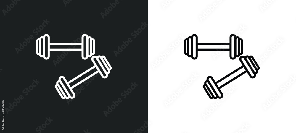 Poster weighted bars line icon in white and black colors. weighted bars flat vector icon from weighted bars