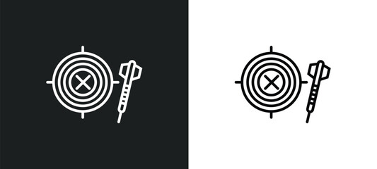 dartboard with dart line icon in white and black colors. dartboard with dart flat vector icon from dartboard with dart collection for web, mobile apps and ui.