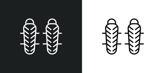shin guards line icon in white and black colors. shin guards flat vector icon from shin guards collection for web, mobile apps and ui.