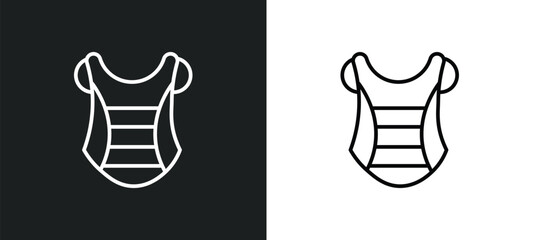 chest guard line icon in white and black colors. chest guard flat vector icon from chest guard collection for web, mobile apps and ui.