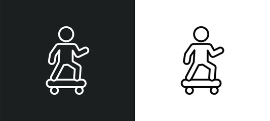 skating line icon in white and black colors. skating flat vector icon from skating collection for web, mobile apps and ui.