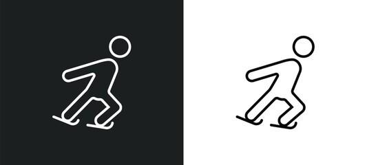 ice skating line icon in white and black colors. ice skating flat vector icon from ice skating collection for web, mobile apps and ui.
