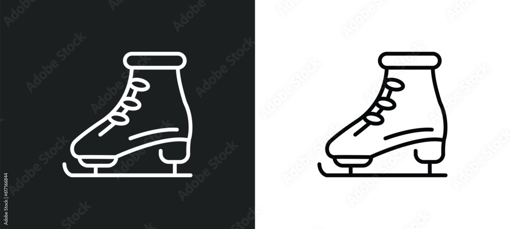 Poster figure skating line icon in white and black colors. figure skating flat vector icon from figure skat
