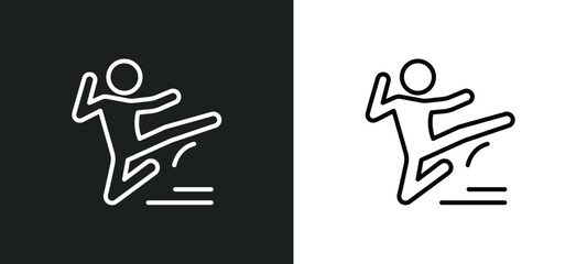 kung fu line icon in white and black colors. kung fu flat vector icon from kung fu collection for web, mobile apps and ui.