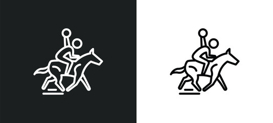 horseball line icon in white and black colors. horseball flat vector icon from horseball collection for web, mobile apps and ui.
