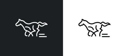 horse racing line icon in white and black colors. horse racing flat vector icon from horse racing collection for web, mobile apps and ui.