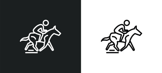 equestrianism line icon in white and black colors. equestrianism flat vector icon from equestrianism collection for web, mobile apps and ui.