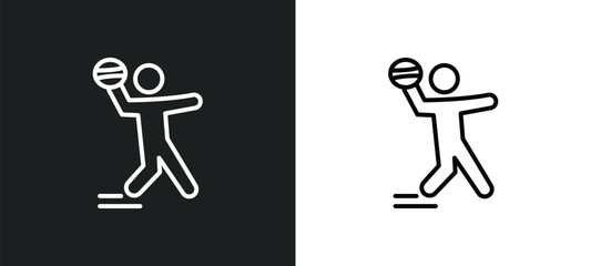 dodgeball line icon in white and black colors. dodgeball flat vector icon from dodgeball collection for web, mobile apps and ui.