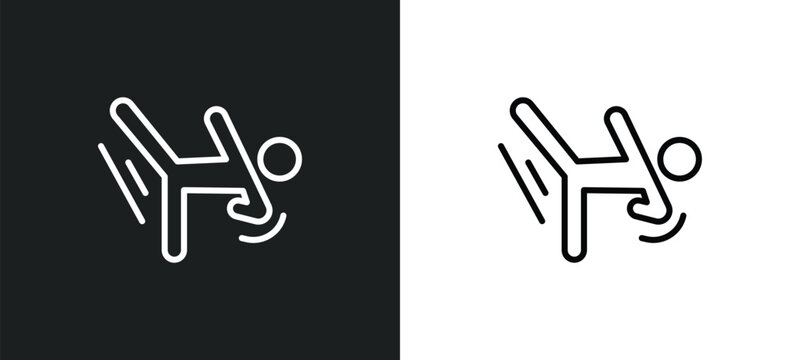 aikido line icon in white and black colors. aikido flat vector icon from aikido collection for web, mobile apps and ui.