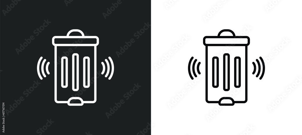 Poster smart trash line icon in white and black colors. smart trash flat vector icon from smart trash colle