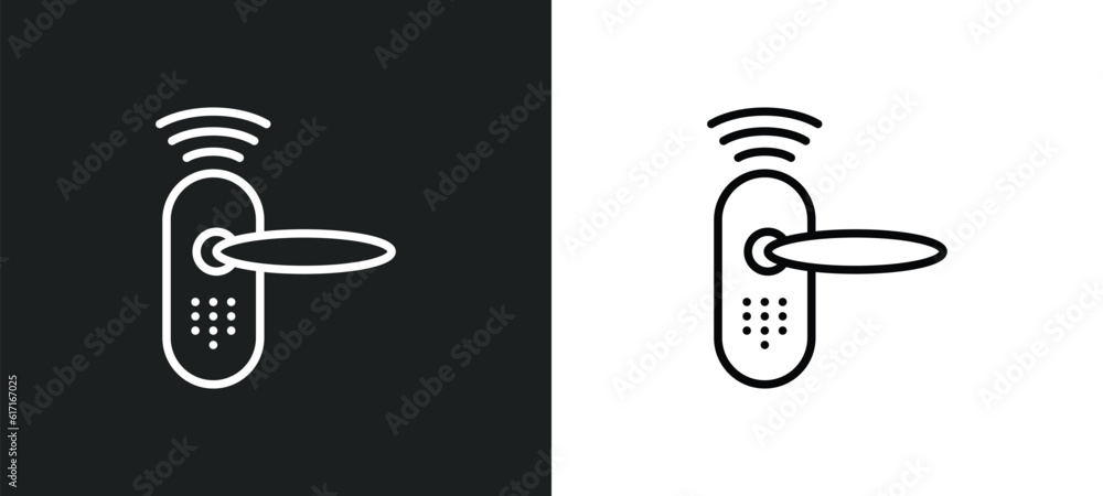 Poster smart lock line icon in white and black colors. smart lock flat vector icon from smart lock collecti