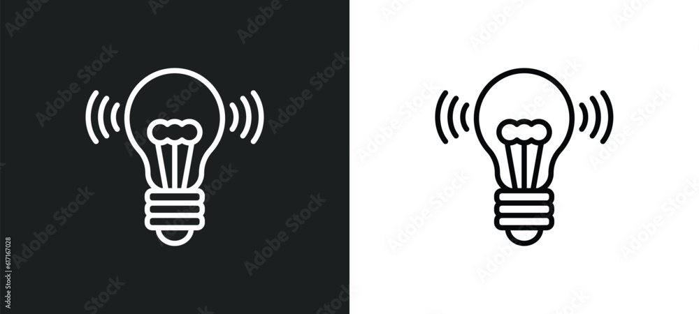 Poster smart lamp line icon in white and black colors. smart lamp flat vector icon from smart lamp collecti