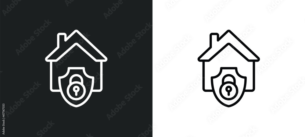 Poster security system line icon in white and black colors. security system flat vector icon from security 