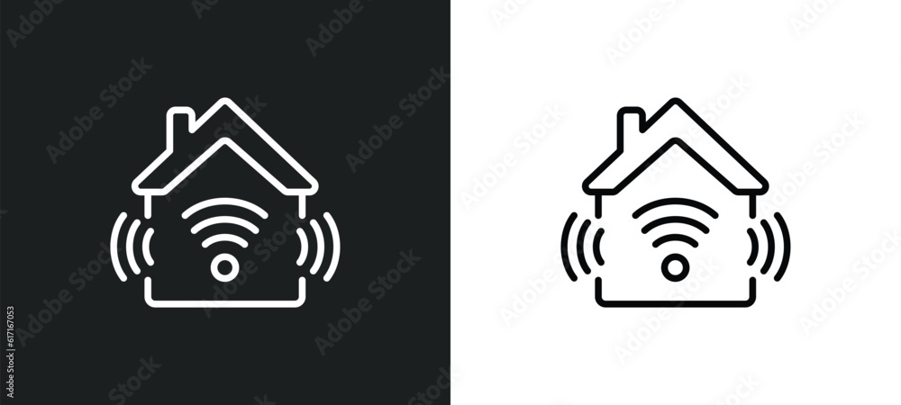 Poster home automation line icon in white and black colors. home automation flat vector icon from home auto