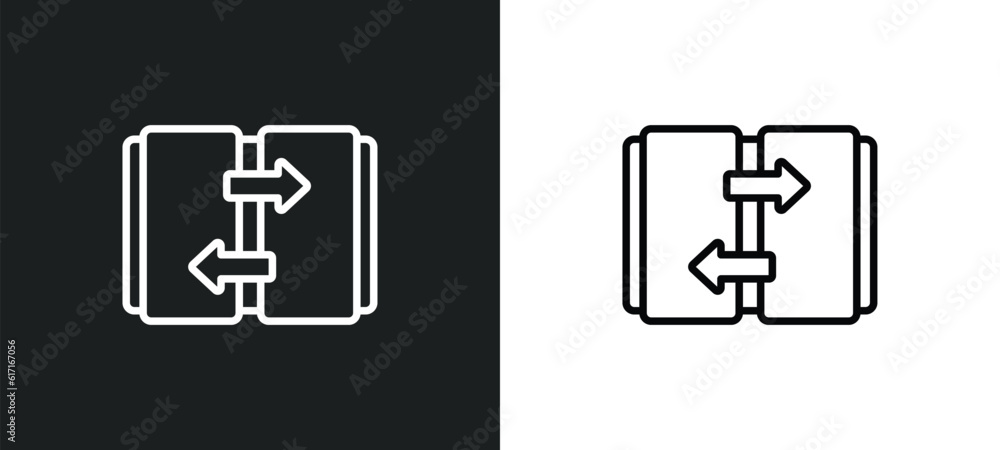 Poster automated door line icon in white and black colors. automated door flat vector icon from automated d