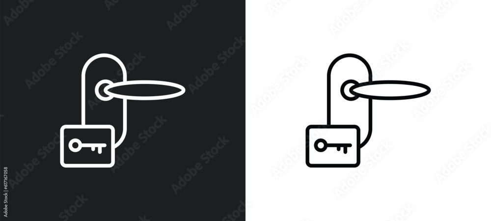 Poster door key line icon in white and black colors. door key flat vector icon from door key collection for
