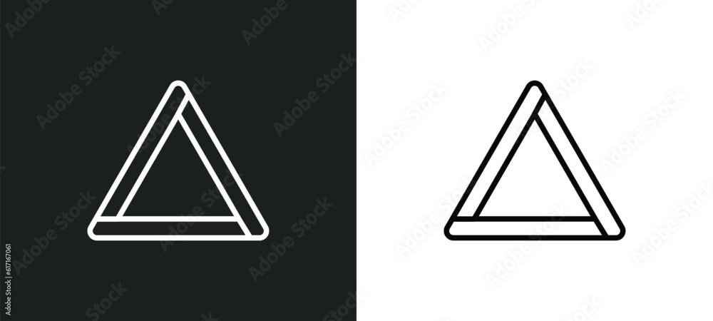 Poster triangles line icon in white and black colors. triangles flat vector icon from triangles collection 