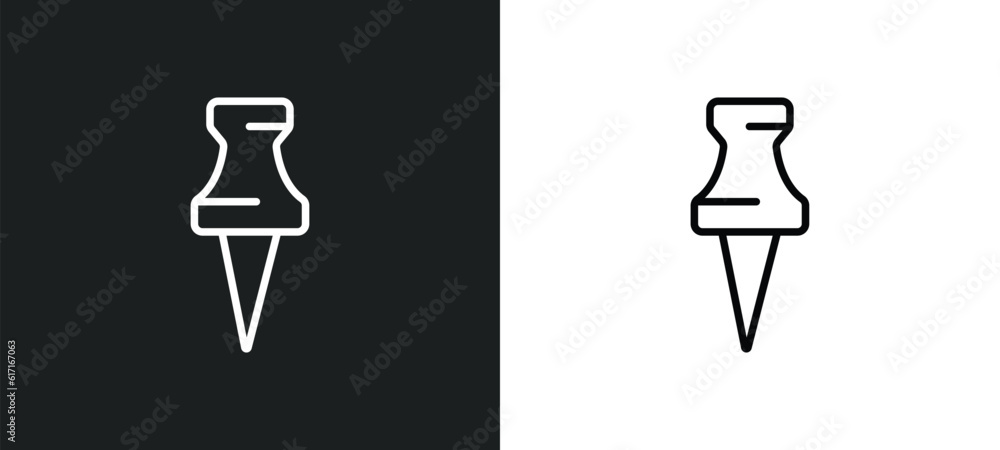 Poster pinned line icon in white and black colors. pinned flat vector icon from pinned collection for web, 