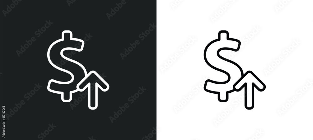 Poster currency value line icon in white and black colors. currency value flat vector icon from currency va