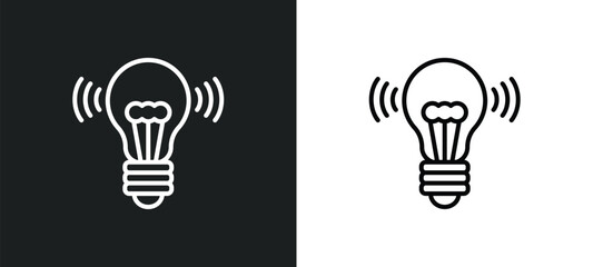 smart lamp line icon in white and black colors. smart lamp flat vector icon from smart lamp collection for web, mobile apps and ui.
