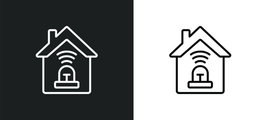 alarm system line icon in white and black colors. alarm system flat vector icon from alarm system collection for web, mobile apps and ui.