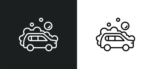 carwash line icon in white and black colors. carwash flat vector icon from carwash collection for web, mobile apps and ui.