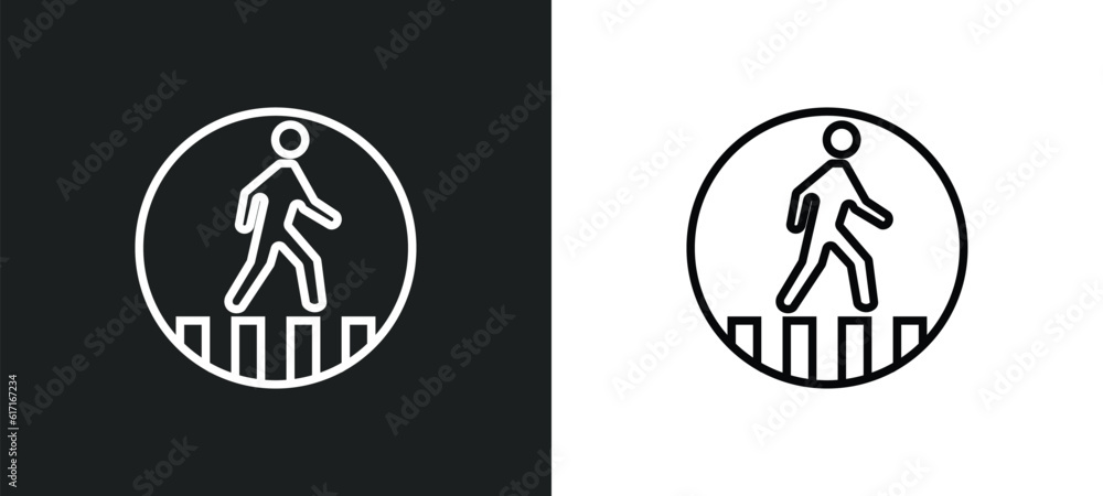 Poster crossing line icon in white and black colors. crossing flat vector icon from crossing collection for