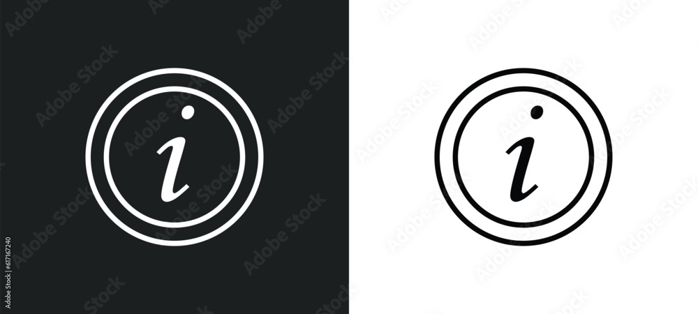 Aufkleber information line icon in white and black colors. information flat vector icon from information colle