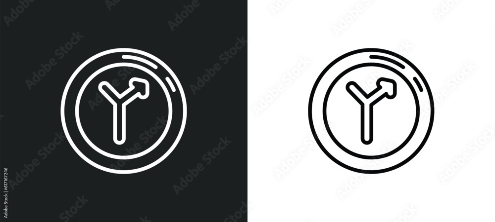 Poster junction line icon in white and black colors. junction flat vector icon from junction collection for