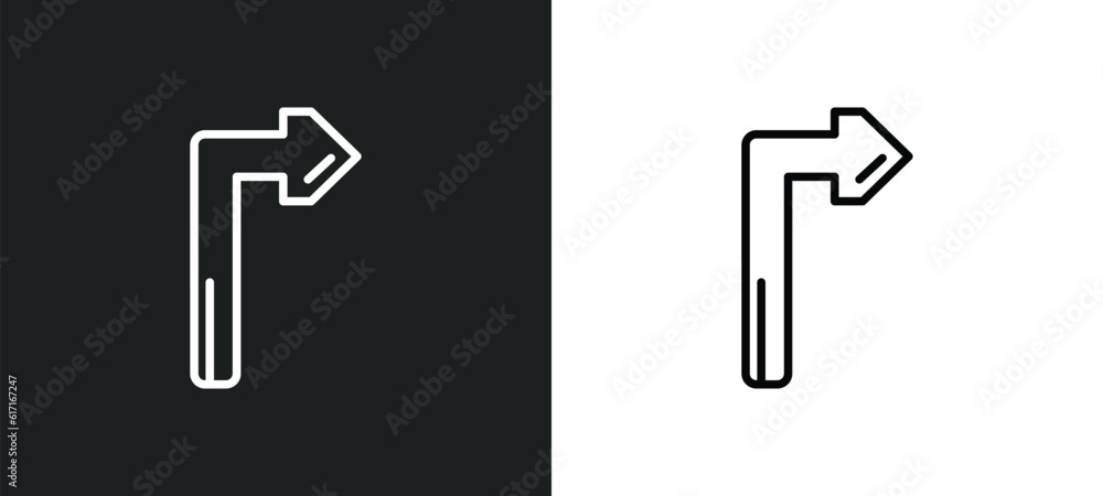 Aufkleber turn line icon in white and black colors. turn flat vector icon from turn collection for web, mobile