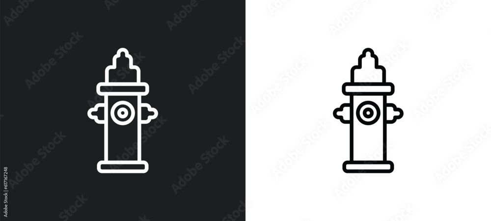 Poster hydrant line icon in white and black colors. hydrant flat vector icon from hydrant collection for we