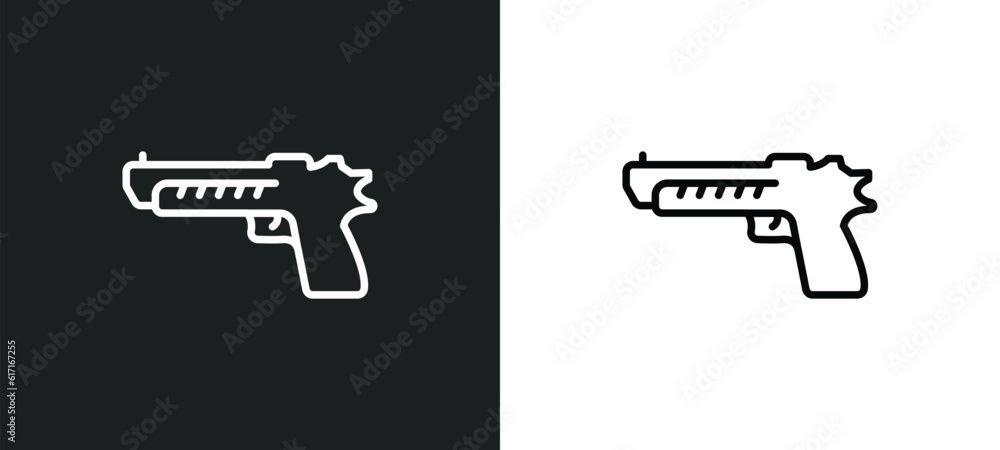 Poster weapon line icon in white and black colors. weapon flat vector icon from weapon collection for web, 