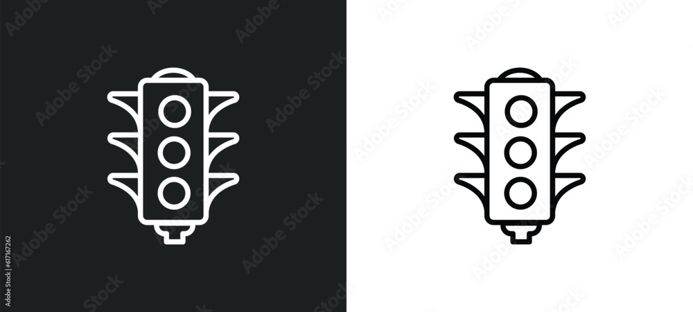 Poster traffic line icon in white and black colors. traffic flat vector icon from traffic collection for we