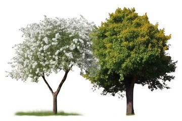 Illustration of two trees standing side by side with a blue sky background