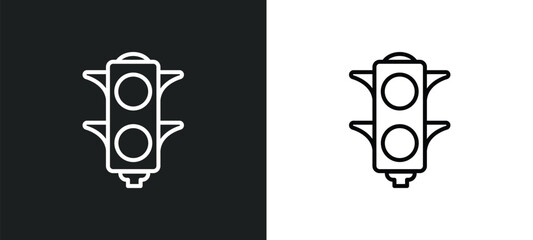 traffic light line icon in white and black colors. traffic light flat vector icon from traffic light collection for web, mobile apps and ui.