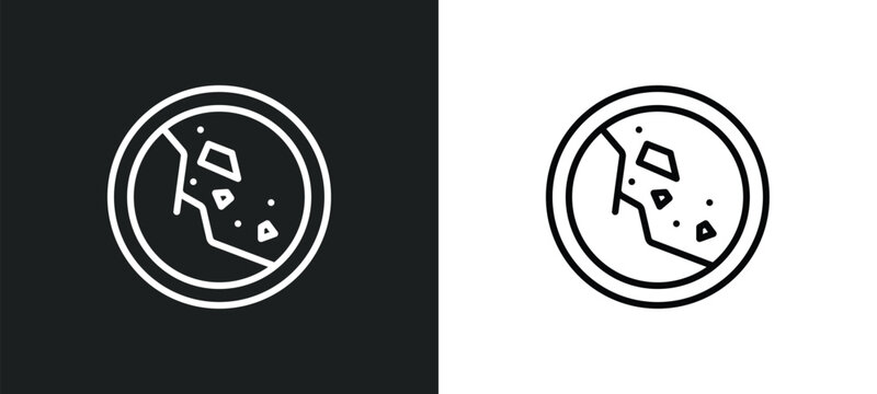 falling rocks line icon in white and black colors. falling rocks flat vector icon from falling rocks collection for web, mobile apps and ui.