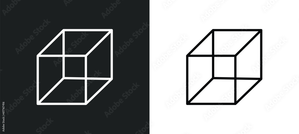 Poster cube line icon in white and black colors. cube flat vector icon from cube collection for web, mobile