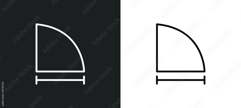 Poster radius of circle line icon in white and black colors. radius of circle flat vector icon from radius 