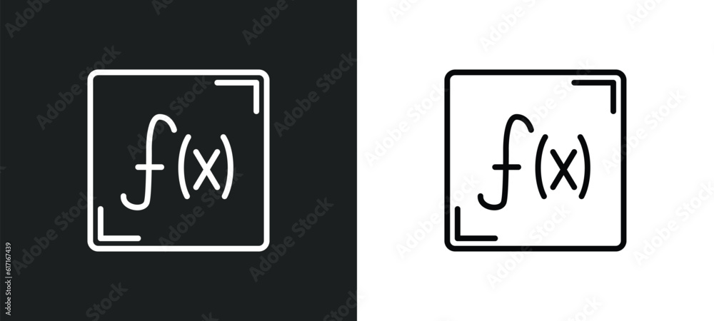 Poster function line icon in white and black colors. function flat vector icon from function collection for