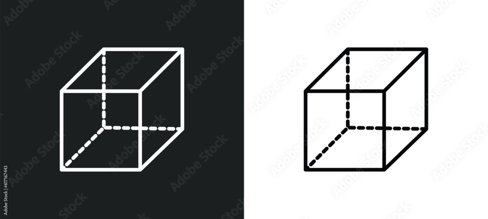 Poster rectangular prism line icon in white and black colors. rectangular prism flat vector icon from recta