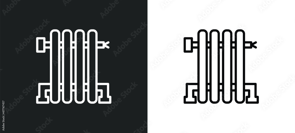 Aufkleber radiators line icon in white and black colors. radiators flat vector icon from radiators collection 
