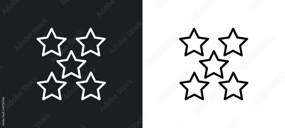 Poster star with number five line icon in white and black colors. star with number five flat vector icon fr