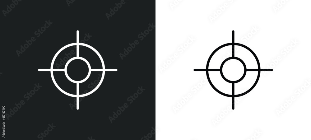 Poster focus button line icon in white and black colors. focus button flat vector icon from focus button co