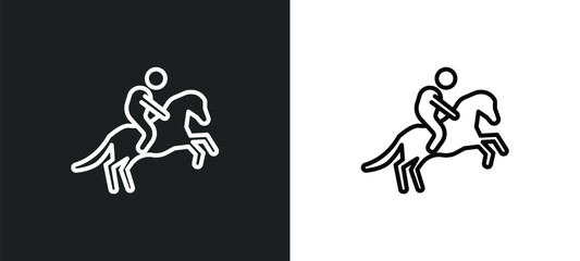horseman line icon in white and black colors. horseman flat vector icon from horseman collection for web, mobile apps and ui.